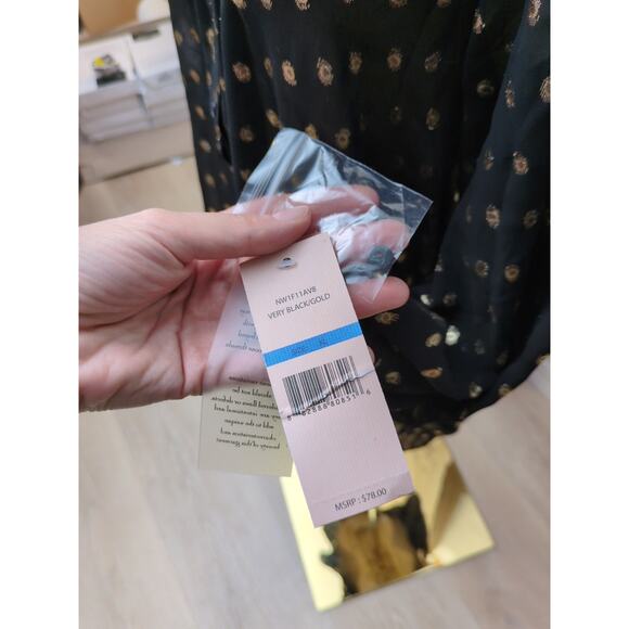 Nanette Lepore Women's Blouse Top Size XL Very Black & Gold NWT Metallic - Picture 4 of 8